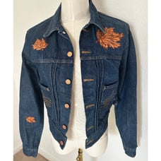 70s Vintage Ralph Lauren Western Wear Denim Jacket Women M Embroidered
