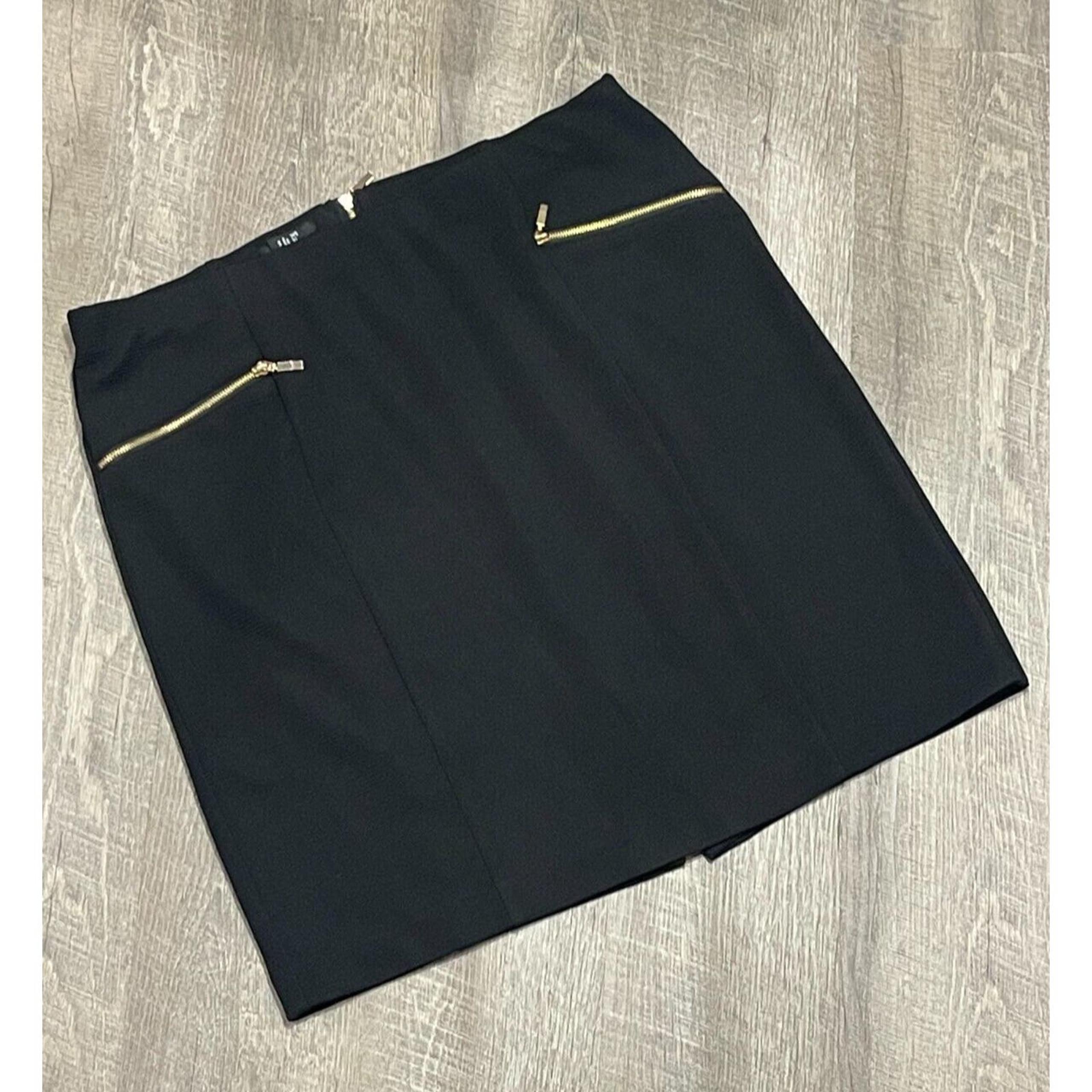Alfani Plus Size Skirt Black Exposed-Zipper Pencil Ribbed Knit size 18W