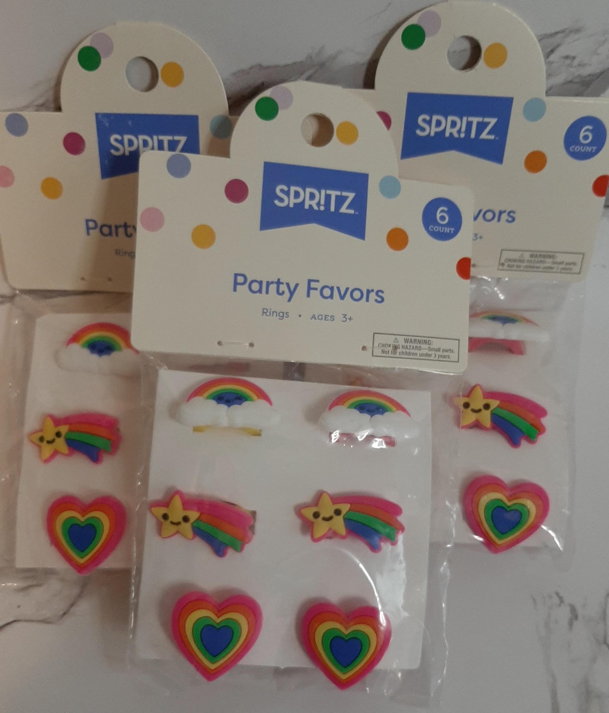 NEW Bundle of 18 Target Spritz Party Favor Kids Rings Colorful Rainbow Hearts