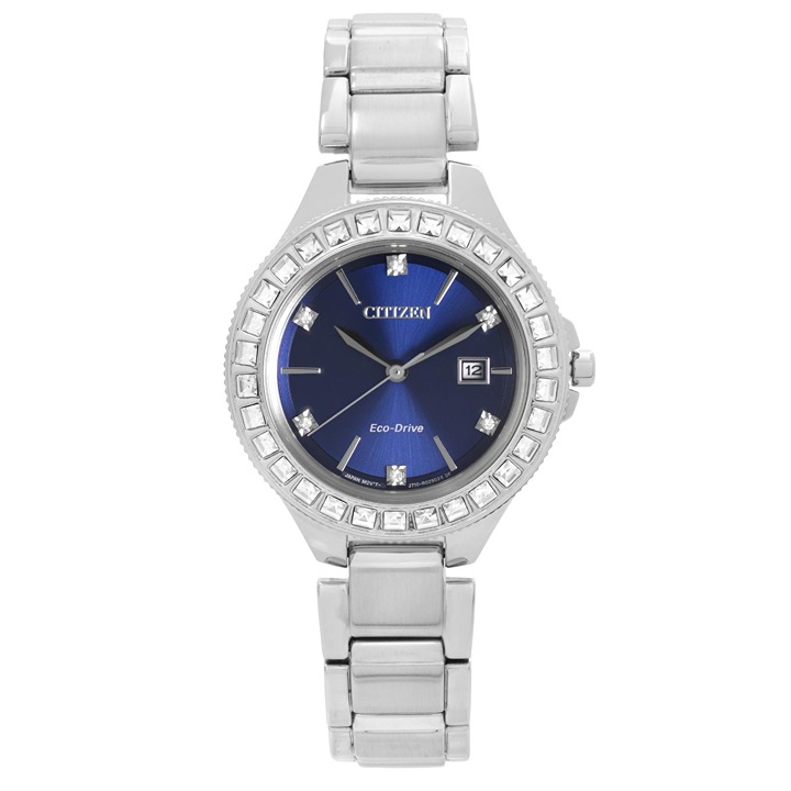 Citizen Silhouette Eco-Drive Steel Crystal Blue Dial Ladies Watch FE1190-53L