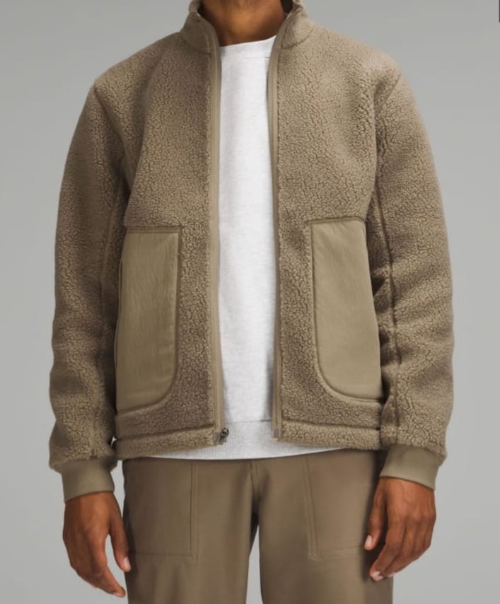 Lululemon high pile fleece jacket fawn brown tan - full zip