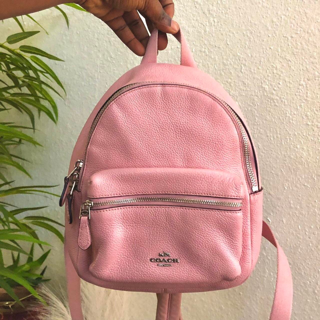 COACH Pink F38263 Mini Charlie Backpack Pebble Leather Measurement in pics