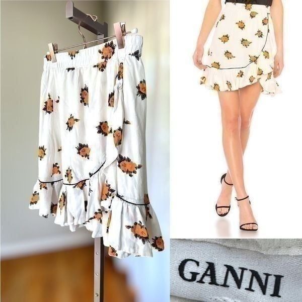 GANNI Floral Printed Crape Skirt Size 36 / 4