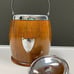 Beautiful Antique Biscuit Barrel Oak Wood, Nickel Silver with Porcelain Liner