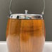Beautiful Antique Biscuit Barrel Oak Wood, Nickel Silver with Porcelain Liner