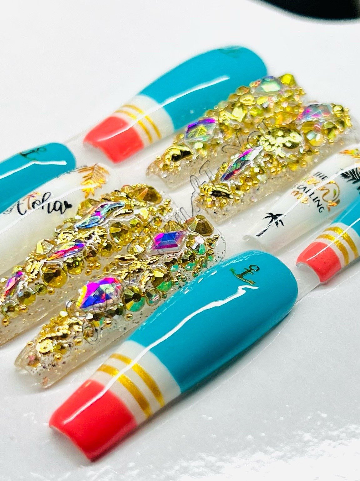 XXL LARGE - WIND & SAILS -Gel Press on Nails