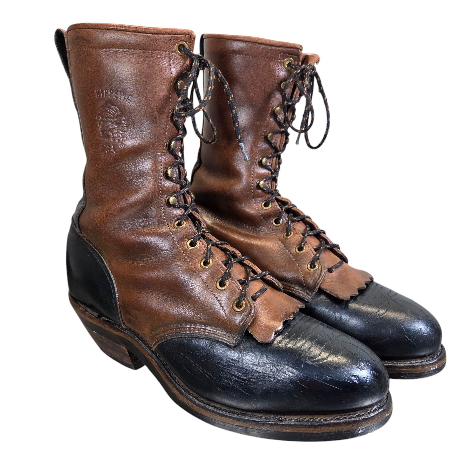 CHIPPEWA Crazy Horse Midwestern Packer Osborn Bay Logger Boots Leather 8.5EE