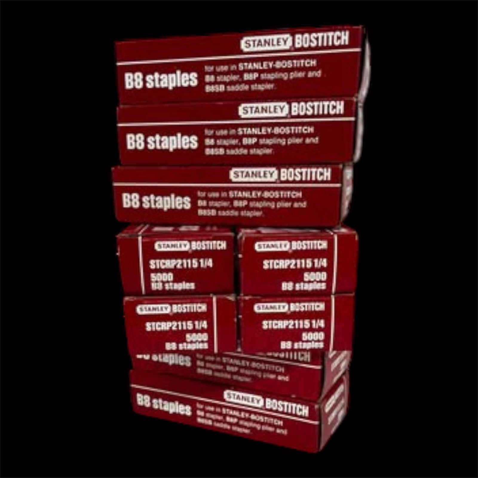 9 Boxes Stanley Bostitch (Red Box) STCRP2115 1/4 B8 Staples NEW