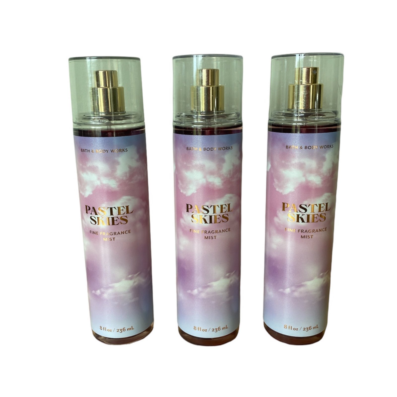 Bath Body Works Pastel Skies (Berries, Musk) Fine Fragrance Mist Body Spray x3