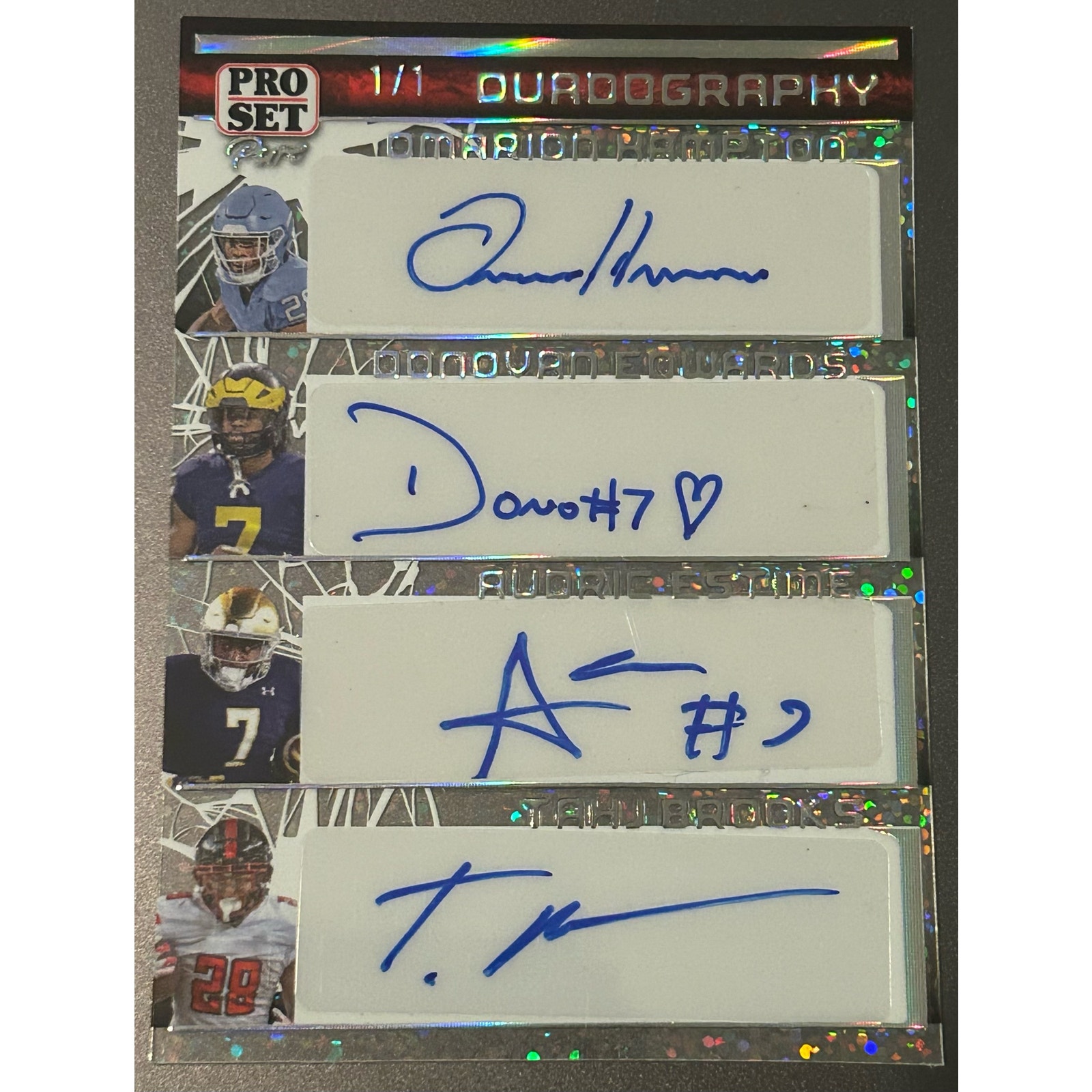 2023 Leaf ProSet Pure Omarion Donovan Edwards Audric Estime Tahj Brooks Auto 1/1