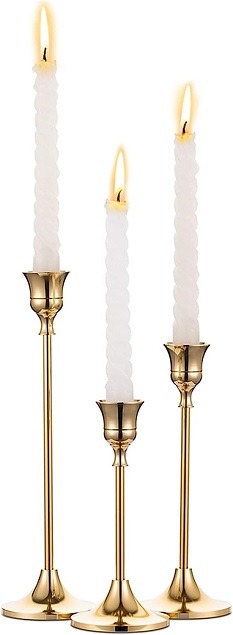 Brass Candle Holder Set of 3 Candle Holders Gold Taper Candle Holder Decoration