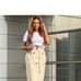 ZARA WOMAN SS23 PAPERBAG GABARDINE BELTED LIGHT BEIGE Midi Length Skirt size S