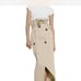ZARA WOMAN SS23 PAPERBAG GABARDINE BELTED LIGHT BEIGE Midi Length Skirt size S