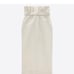 ZARA WOMAN SS23 PAPERBAG GABARDINE BELTED LIGHT BEIGE Midi Length Skirt size S