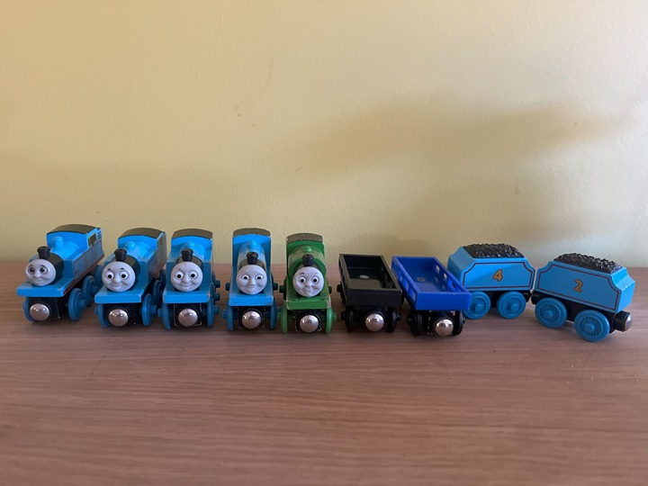 Set of 9 Wooden Thomas & Friends Wooden Trains -Thomas, Percy, Edward, Freight