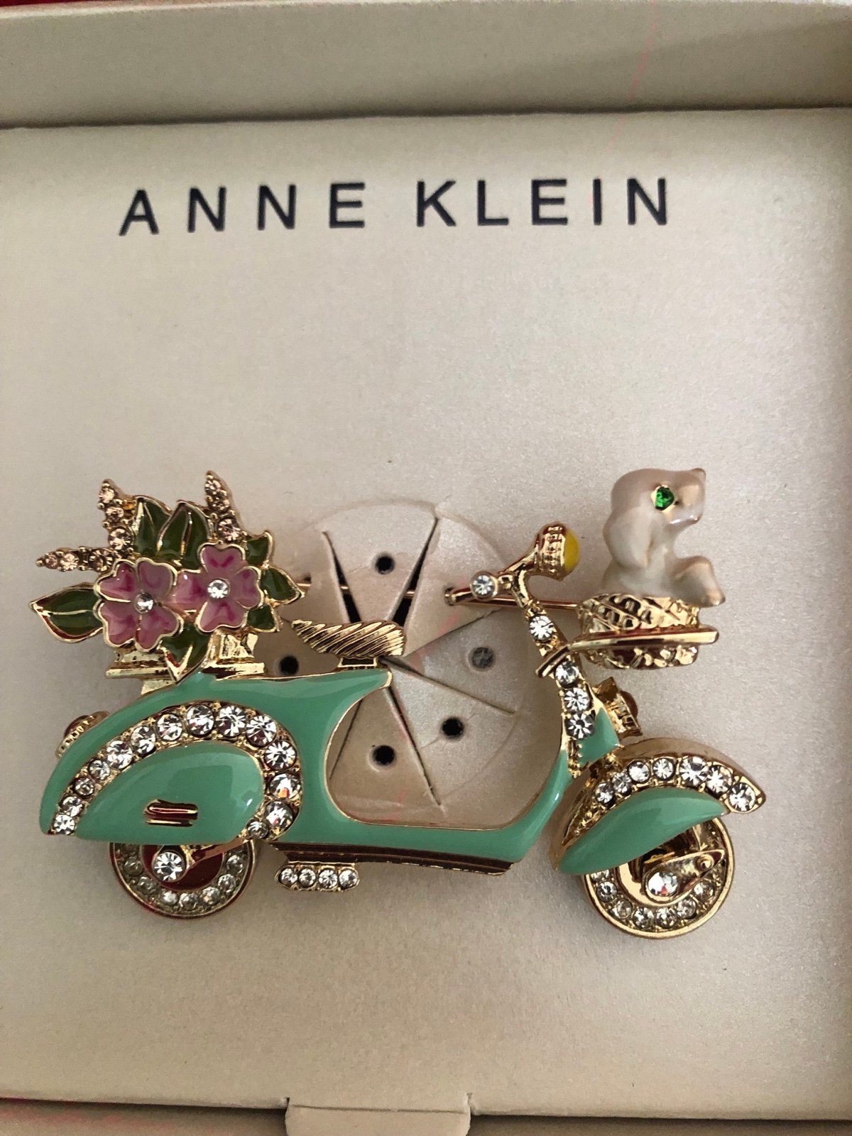 Brooch Anne Klein Spring / Easter accent Vespa scouter