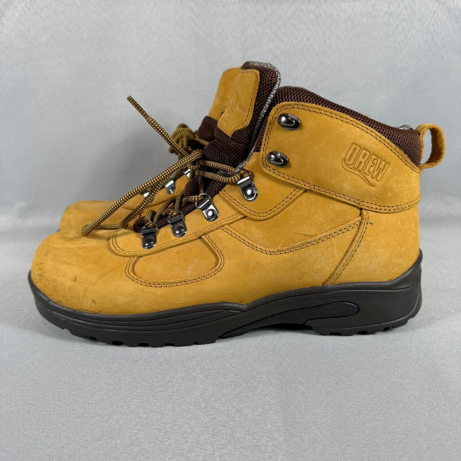 Drew Rockford Boots Mens Sz 10 Beige Tan Leather Waterproof Work Hiking Nubuck