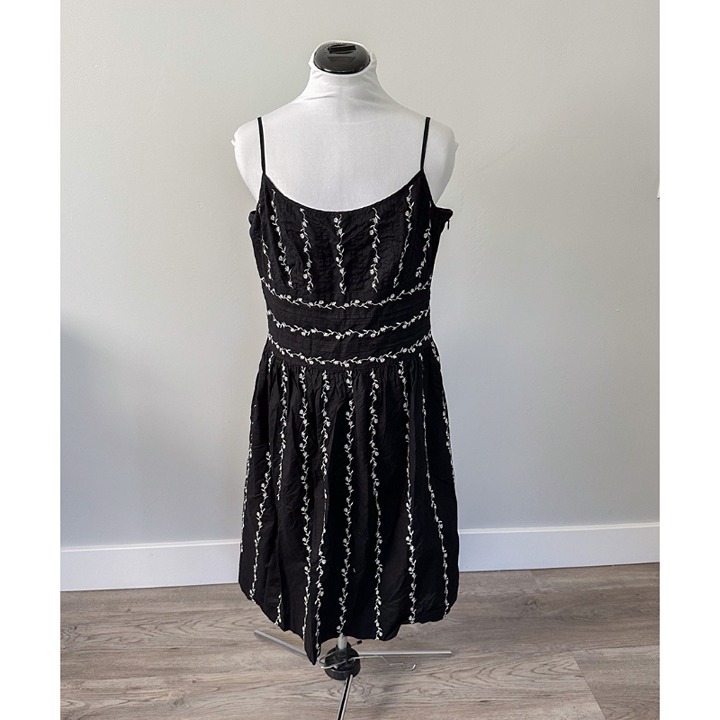 Ann Taylor Black Embroidered Midi Dress