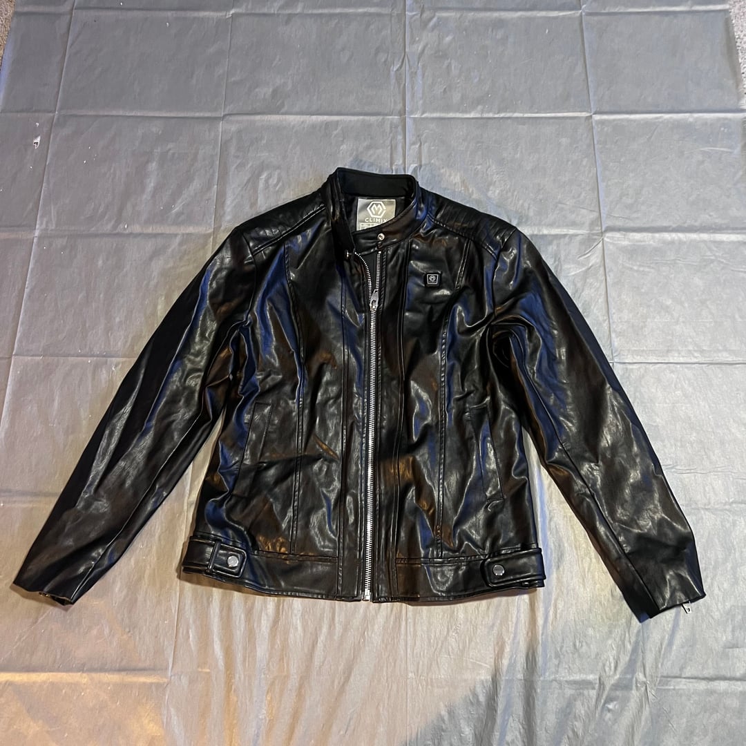 Climix Mens Heated Leather Jacket L Black