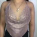 Rosegold rhinestone backless halter top