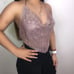 Rosegold rhinestone backless halter top
