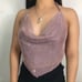 Rosegold rhinestone backless halter top