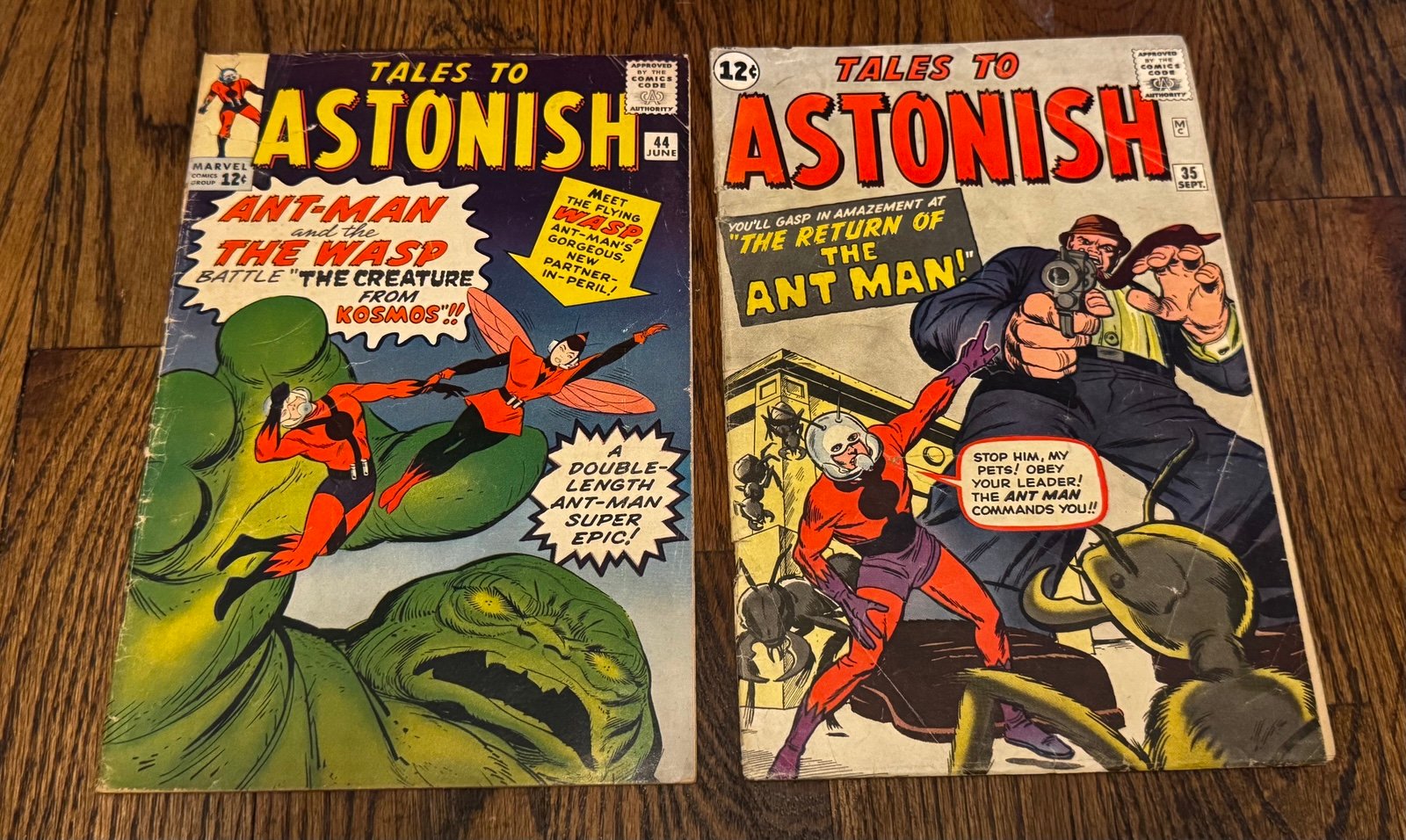 Tales to Astonish #35 and #44 comics. First Wasp/First Ant-Man on costume