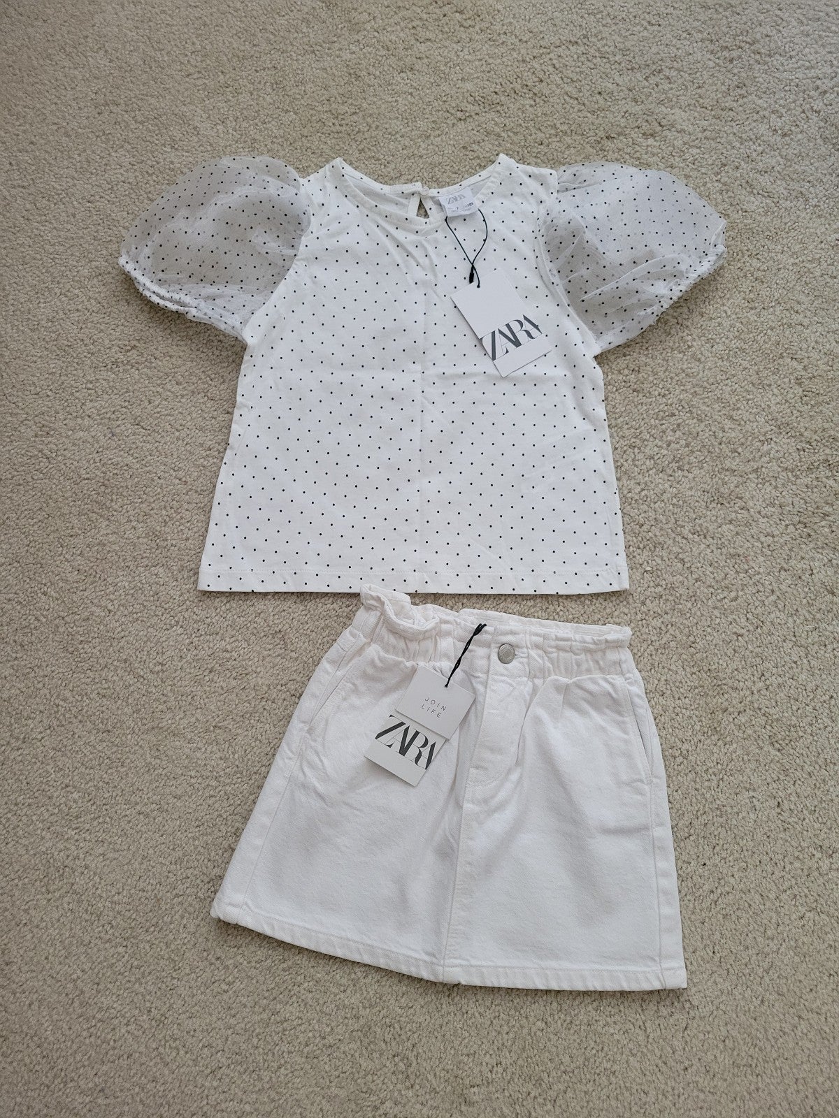 Zara set ORGANZA POLKA DOT TOP and skirt. Size 7