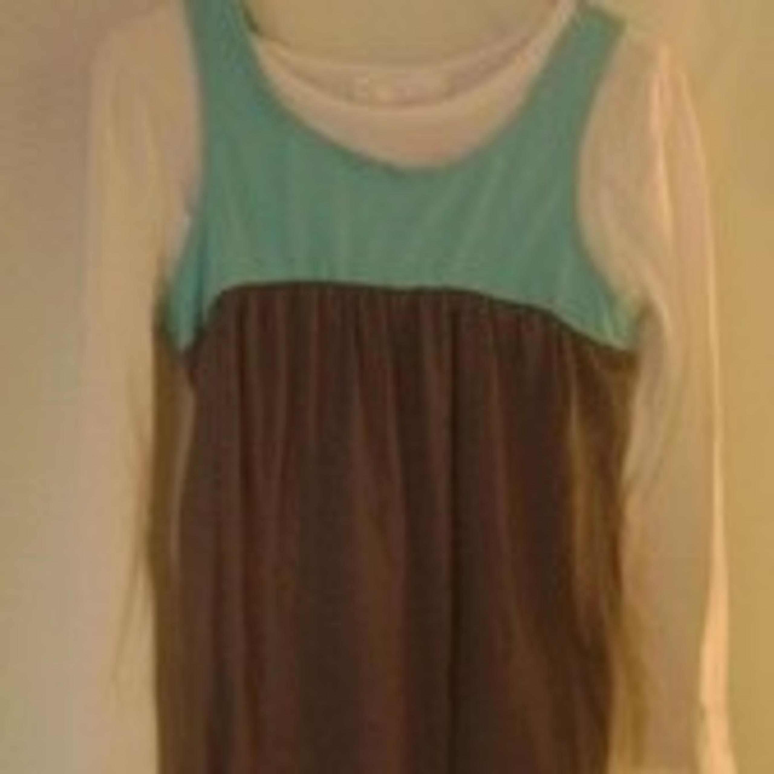 Girls Knit Block Layered Blue Dress