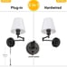 Set of 2 Adjustable Swing Arm Wall Sconces - Bedroom Wall Lamps with White Shade
