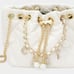 Gold & White Leather Mini Bucket Bag Pearl Charm Purse Cute Womens Chain Link