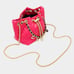 Gold & White Leather Mini Bucket Bag Pearl Charm Purse Cute Womens Chain Link