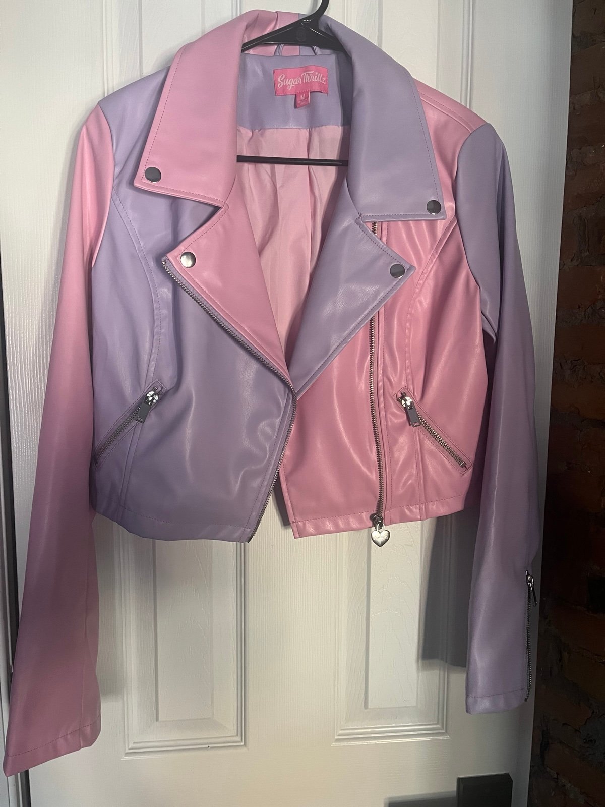 FLAWED Sugar Thrillz Dolls Kill Clowncore Moto Jacket Size M
