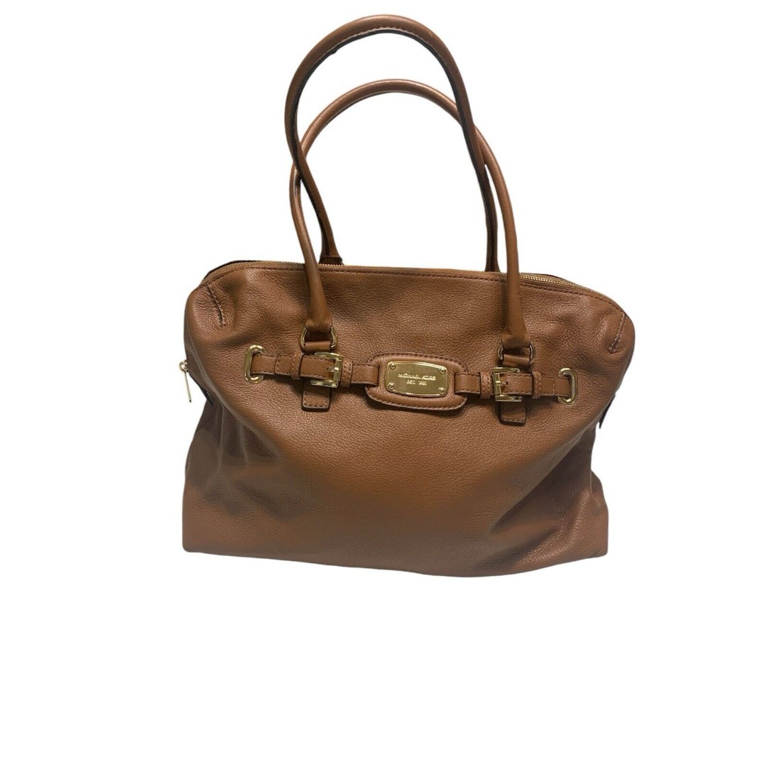 Michael Kors Cognac Pebbled Leather Tote Overnight Bag X-Large