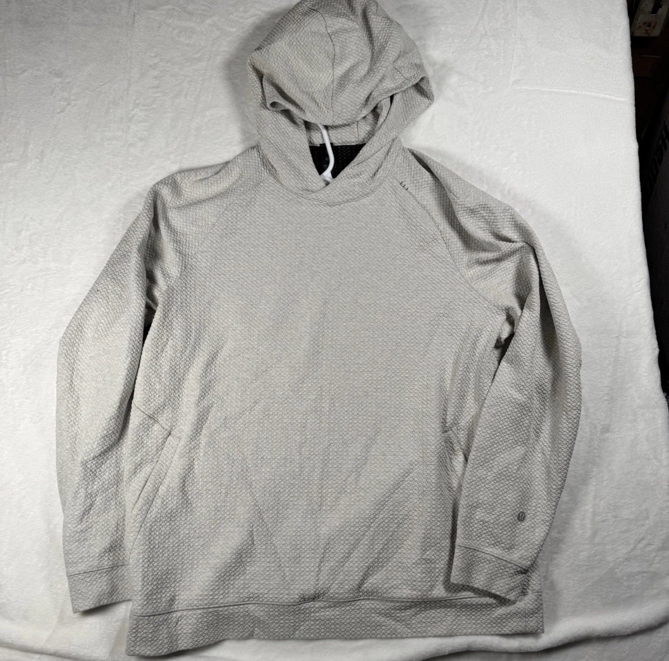 Lululemon At Ease Hoodie Light Gray Men’s XL EUC Textured Double-Cotton Hoodie