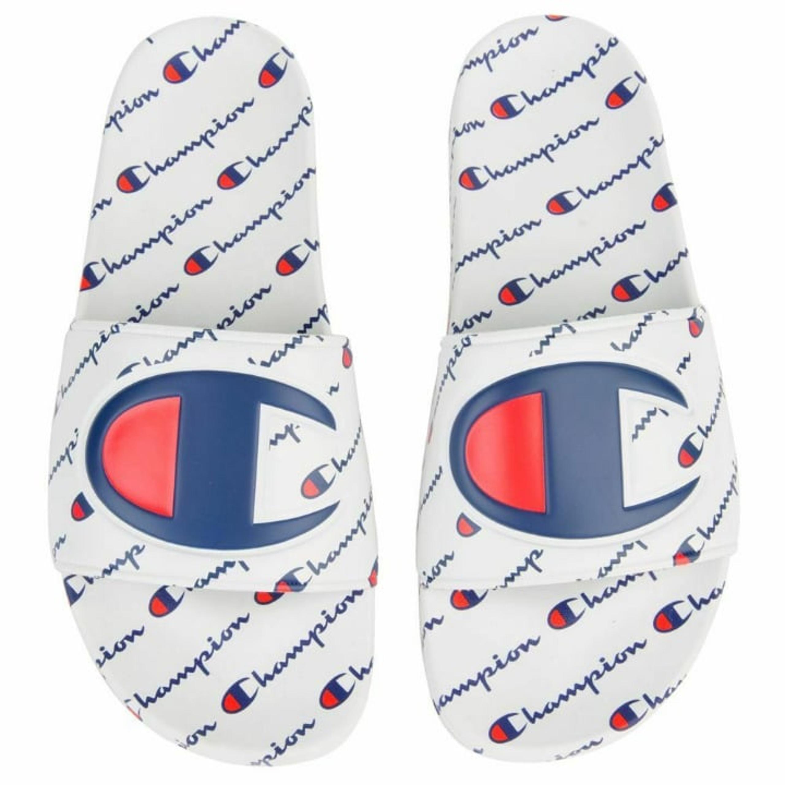 CHAMPION IPO REPEAT SLIDES SLIPPERS SANDALS MEN SHOES WHITE/RED/BLUE Sz 11 Sport