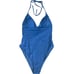 Andie Swim The Lagos One Piece Swimsuit Halter Tie Neck Horizon Blue Size XL