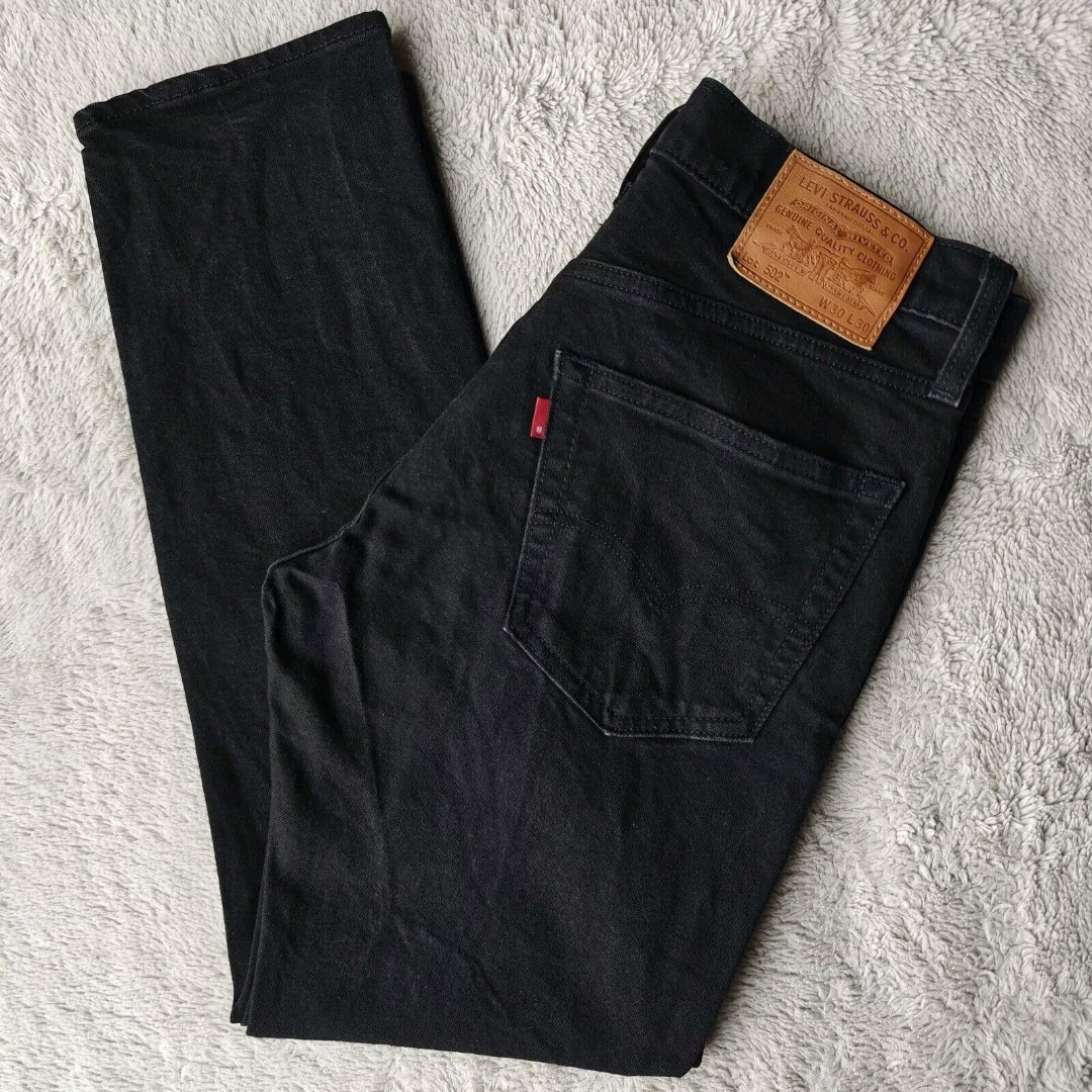 Levi's 502 Premium Jeans Men's 30x30 Black 100% Cotton Classic Straight Leg