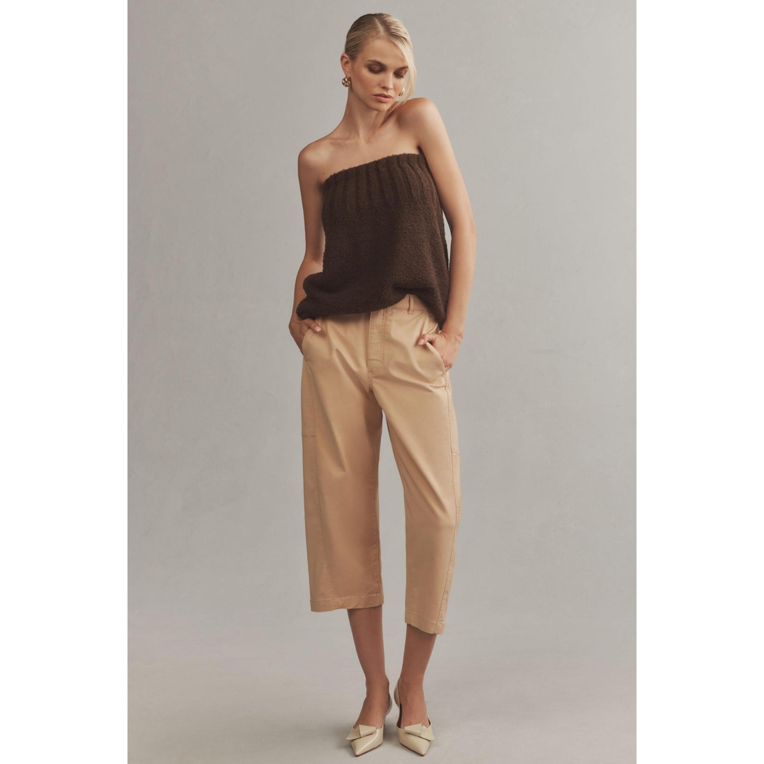 NWT Anthropologie Maeve Curved Cropped Chino Pants $148 SIZE 14 Khaki