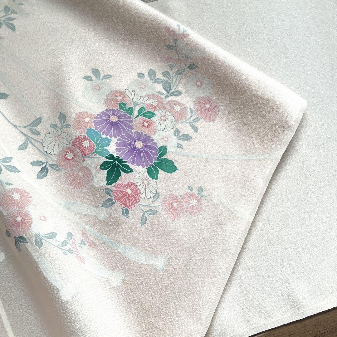 Pale pink with chrysanthemum pattern, Tsukiage (formal kimono), Fabric, Suitable for remaking.