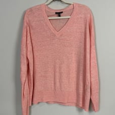 Eileen Fisher Pink V-neck Organic Cotton Sweater L