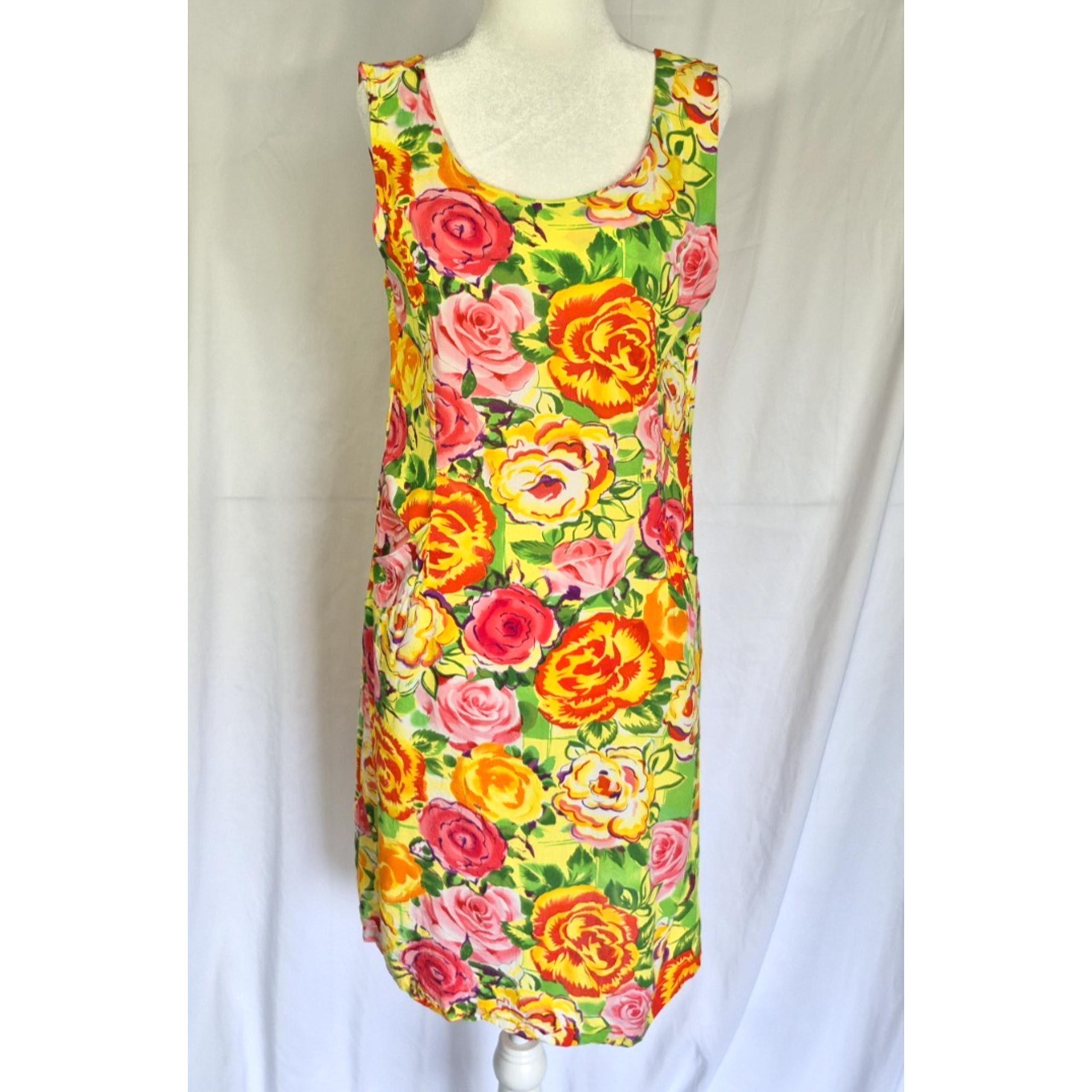 Vintage Jams World Womens Colorful Floral Rosanna Shift Dress US 6