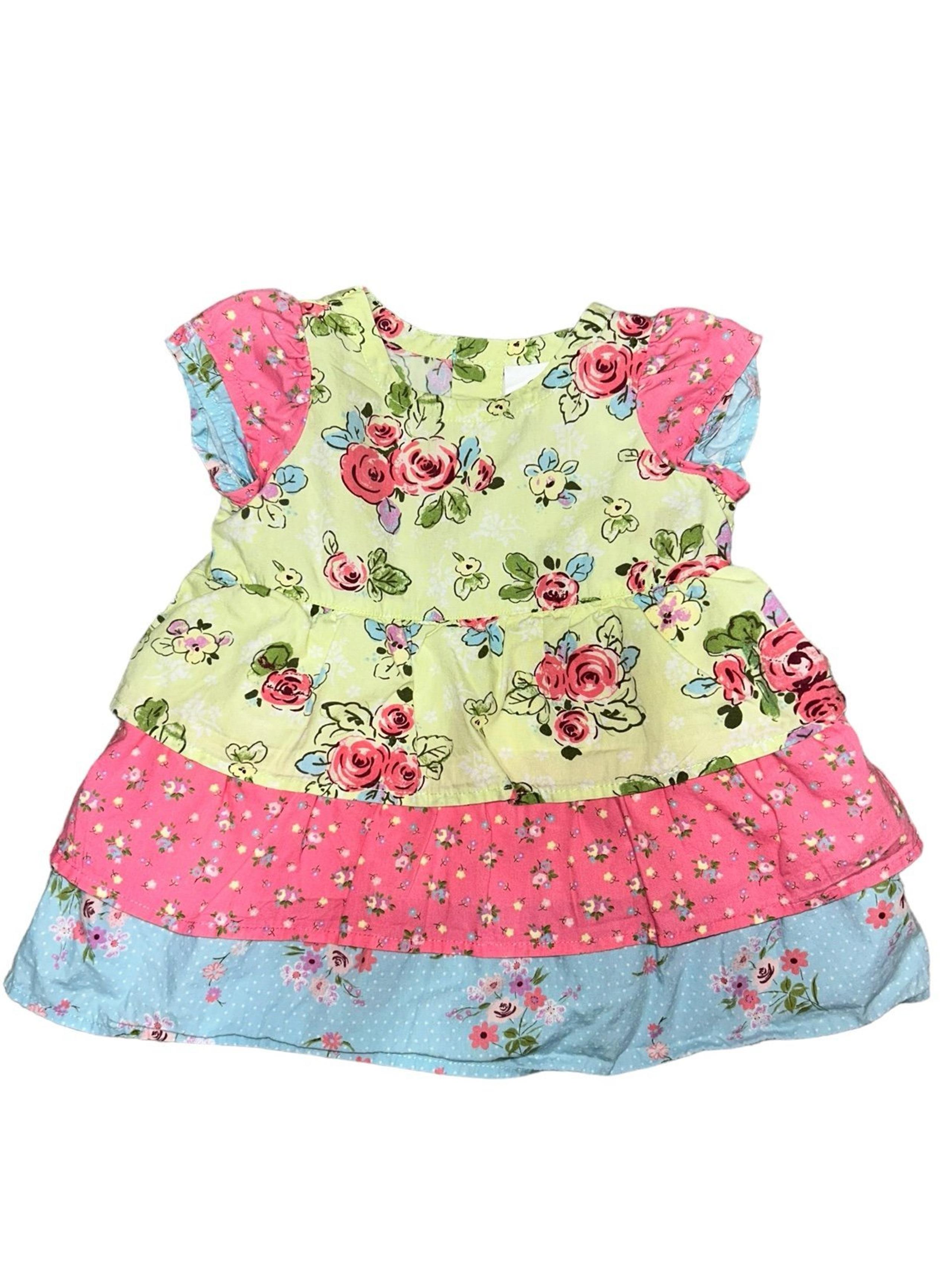 Hanna Andersson Yellow Pink Blue Floral Ruffle Dress