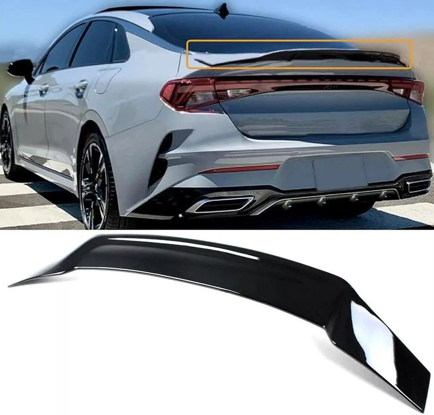 FOR KIA OPTIMA K5 2020-2022 GLOSS BLACK REAR TAIL TRUNK LIP SPOILER WING R STYLE