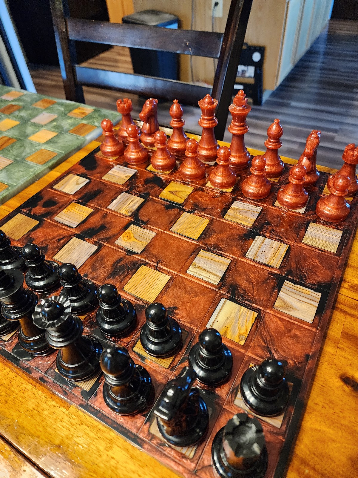 Extra large epoxy resin chess set