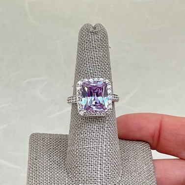 Sterling Silver Purple Cubic Zirconia Halo Ring SR-2037