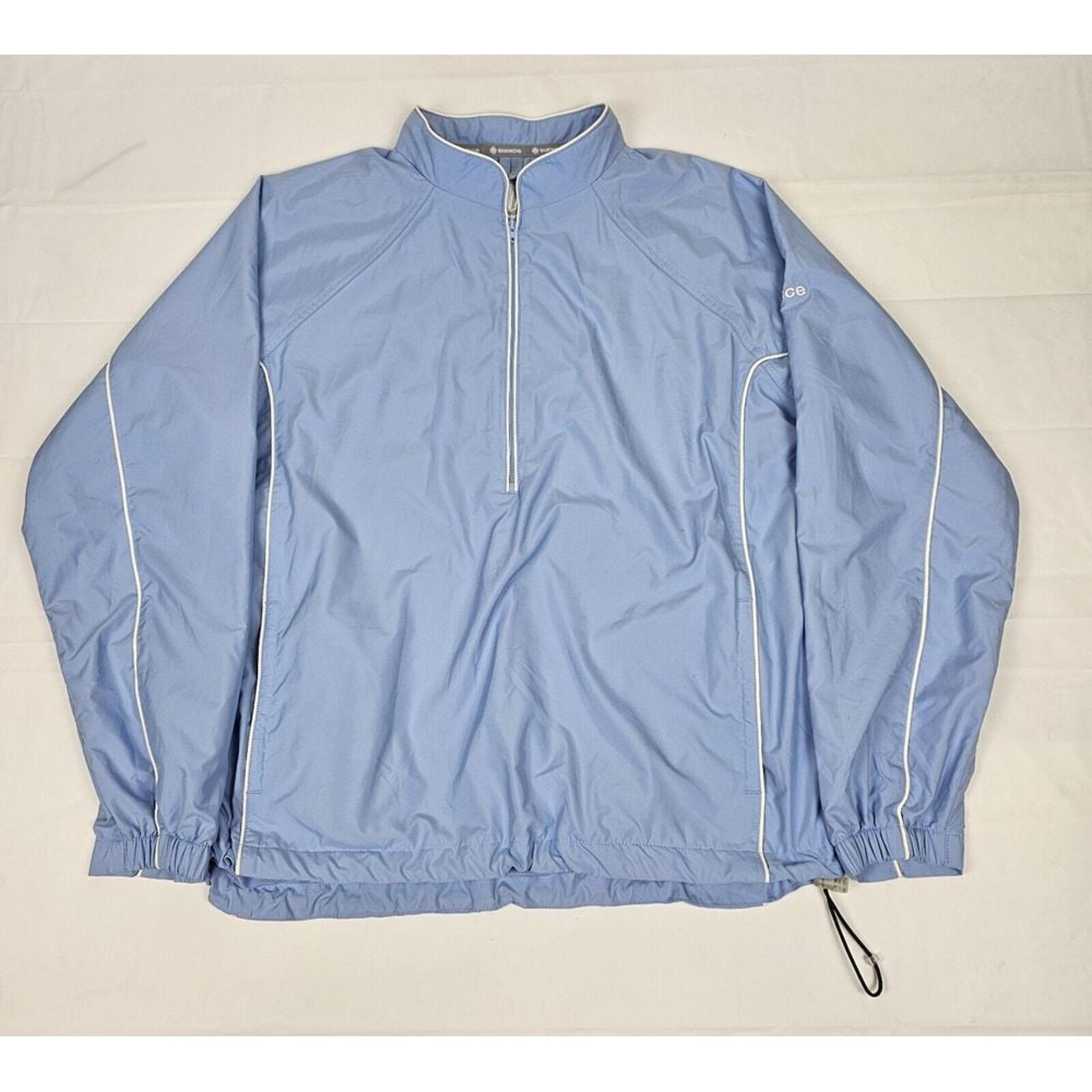 Sunice Golf Jacket Mens Medium. "Weather" Blue Half Zip Pullover Windbreaker.