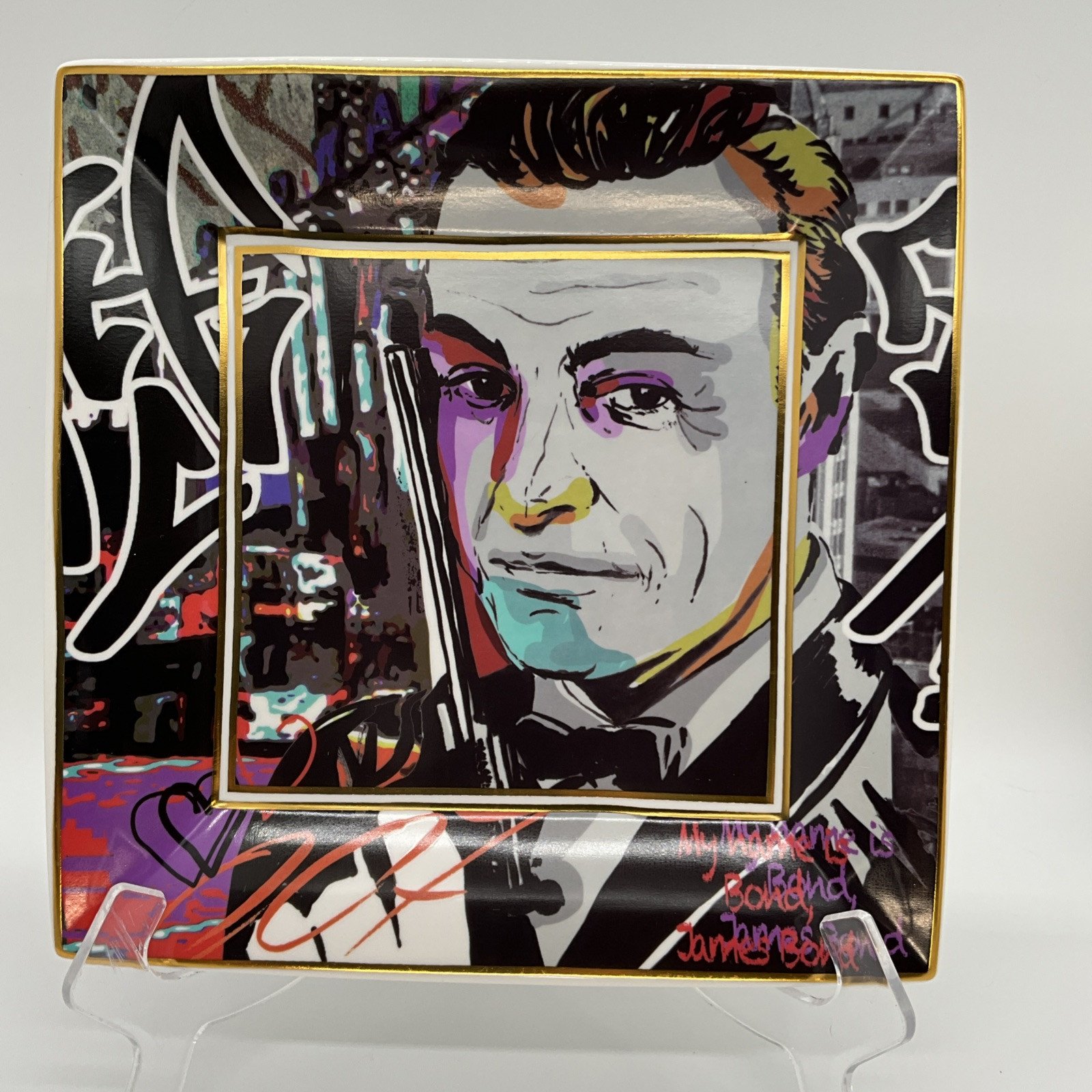 Baci Milano - James Bond - Sean Connery - Art Porcelain Plate Dish - NEW NIB Box