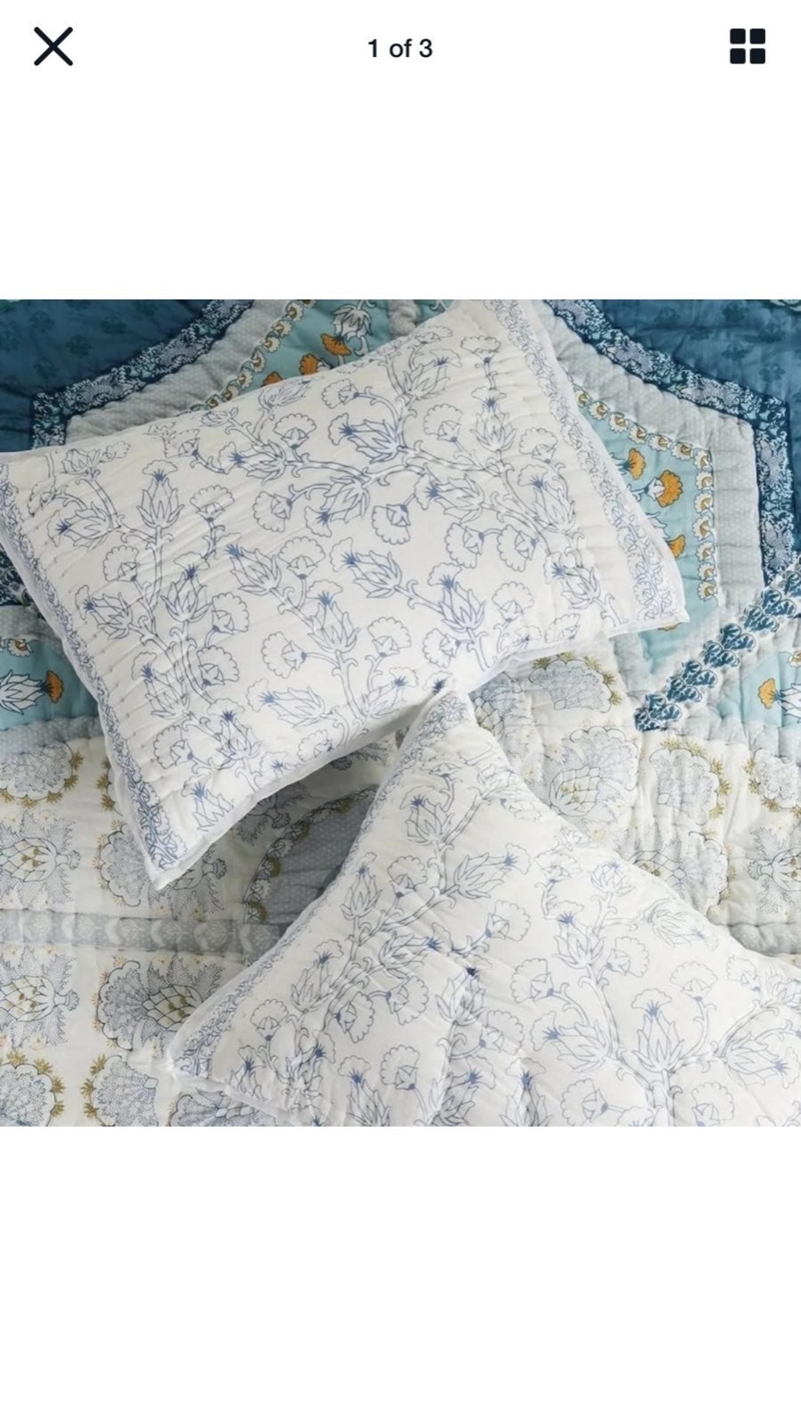 Anthropologie Sham King Quilted Floral