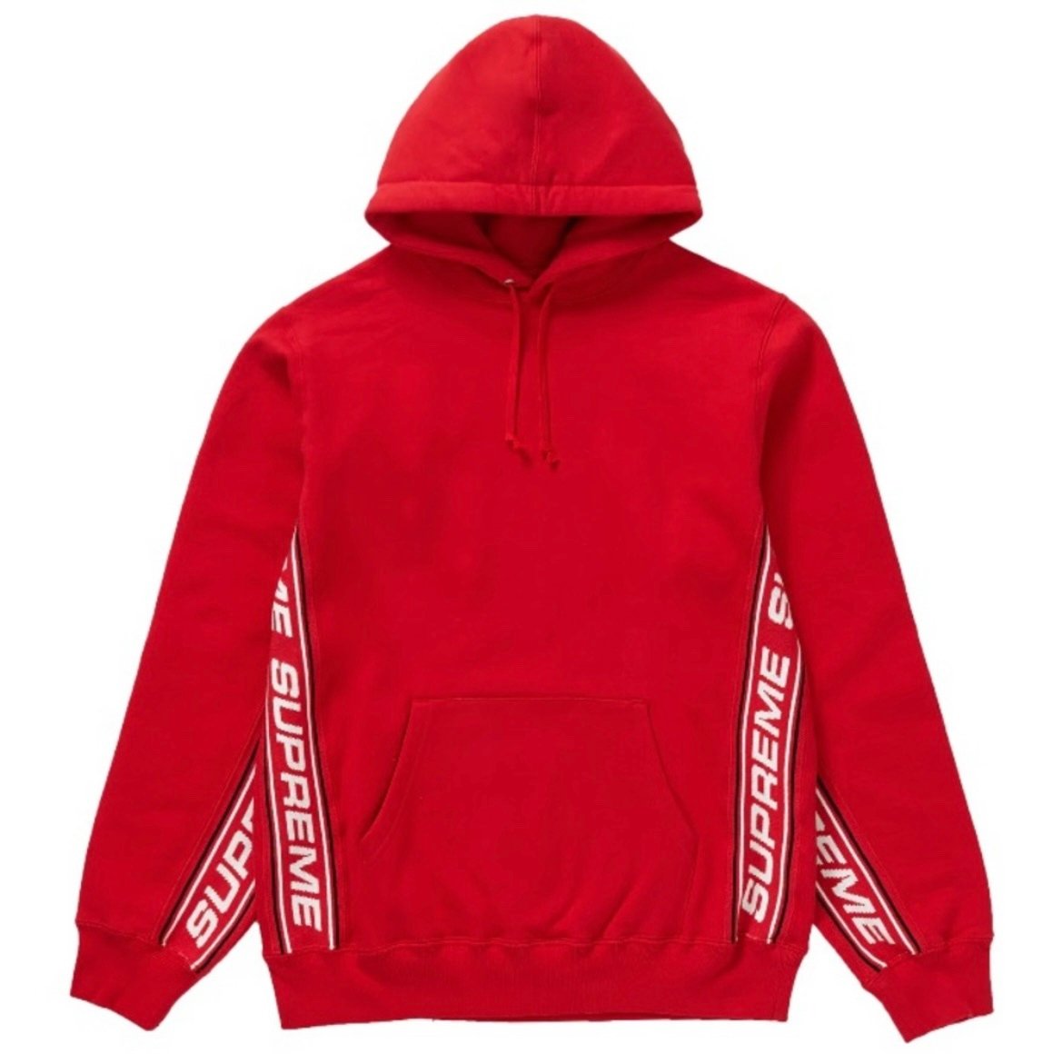Supreme Text Rib Hooded Sweatshirt FW2019 Hoodie Red White